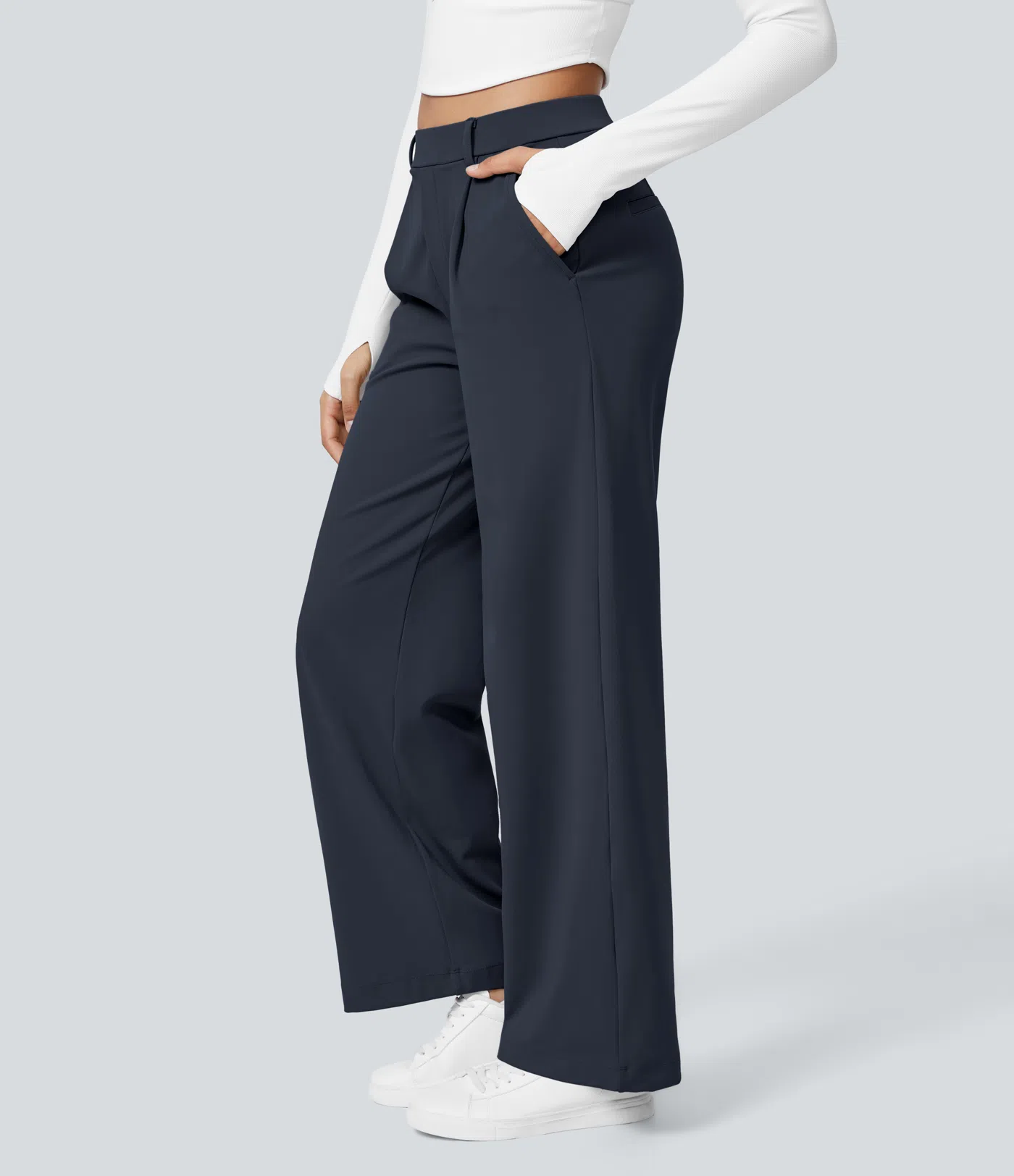 ⏰Summer Sale-SALE!High Waisted Side Pocket Straight Leg Work Pants