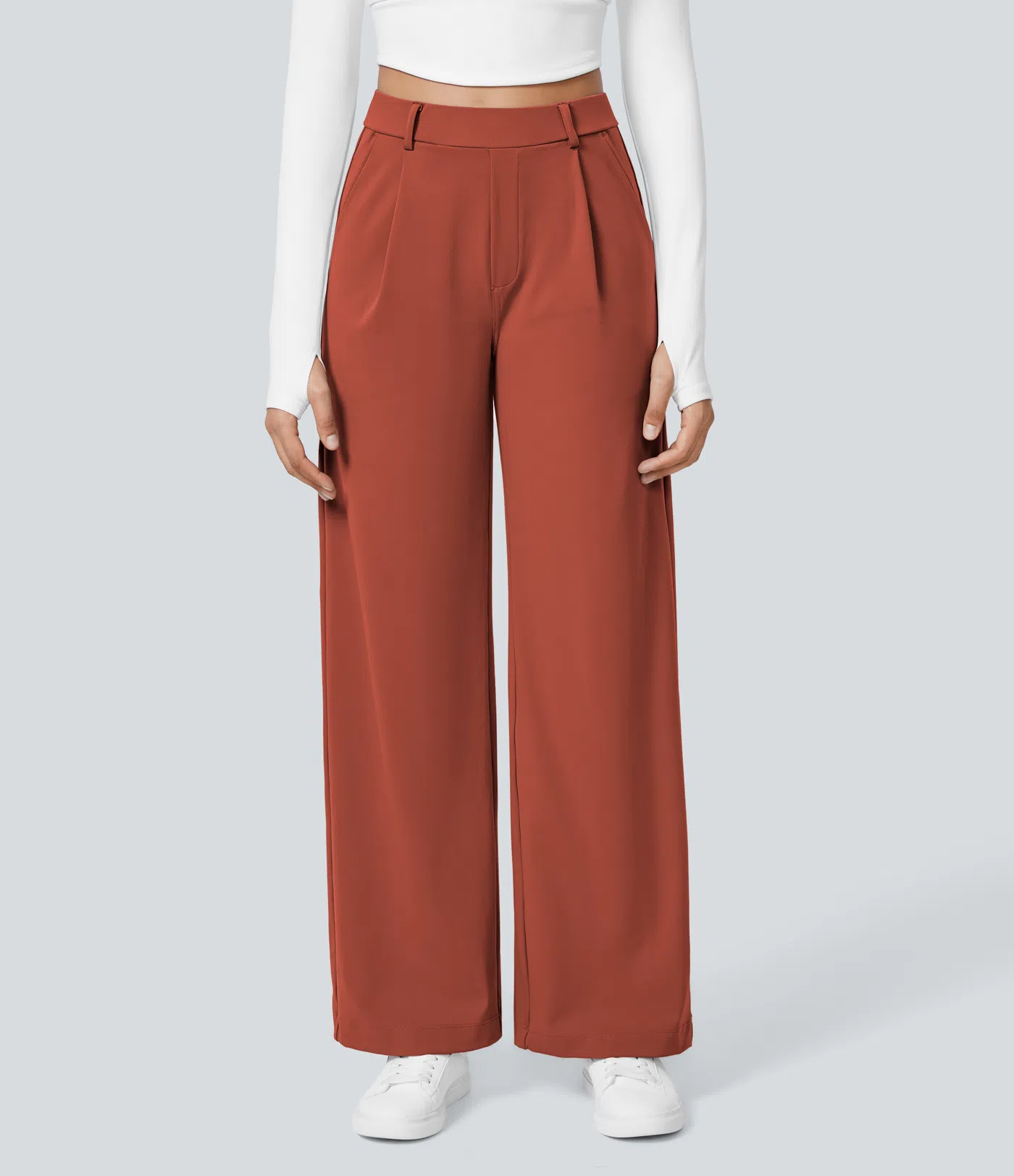 ⏰Summer Sale-SALE!High Waisted Side Pocket Straight Leg Work Pants