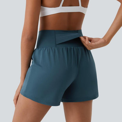 💝Last Day Promotion⚡10 piece ultra high waist back pocket and side hidden pocket 2 in 1 Yoga shorts