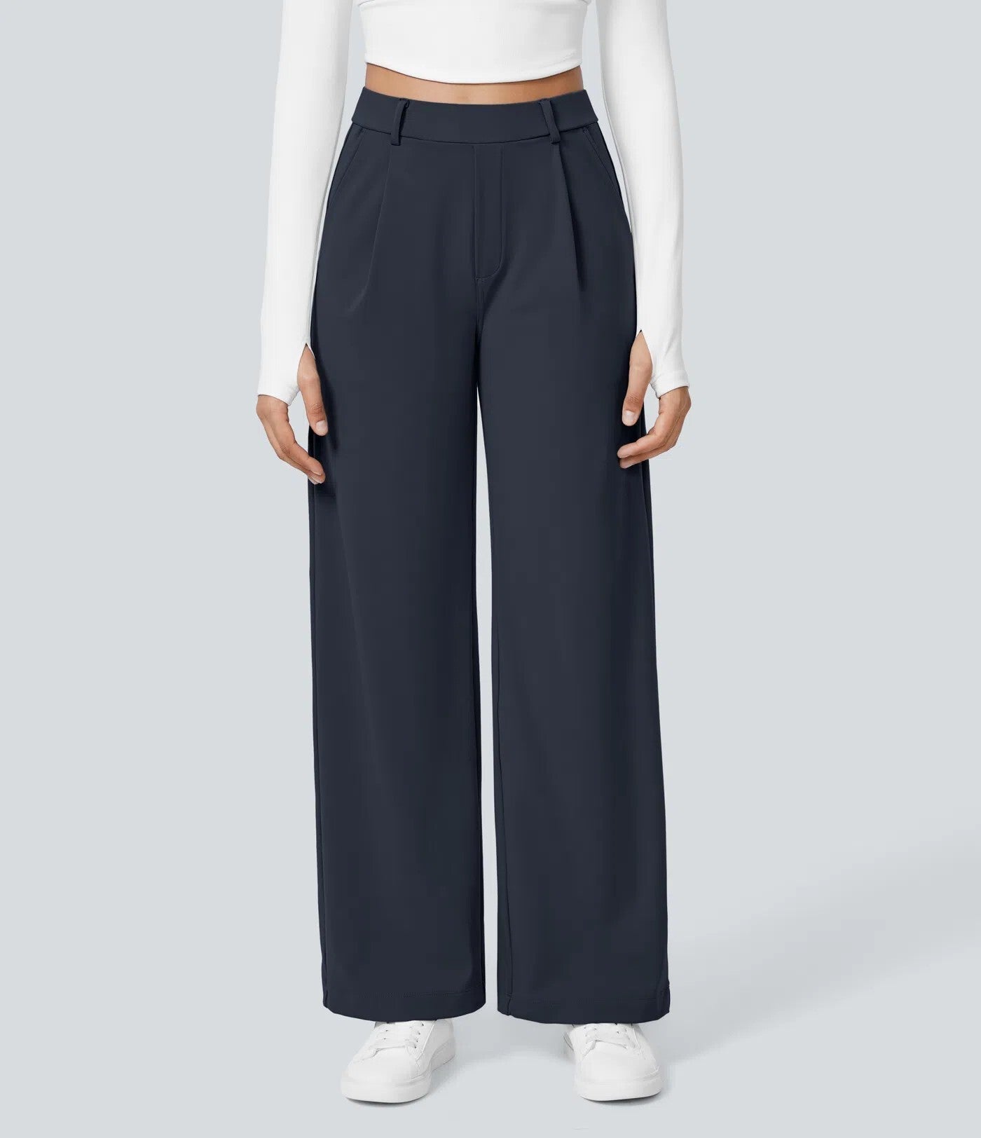 ⏰Summer Sale-SALE!High Waisted Side Pocket Straight Leg Work Pants