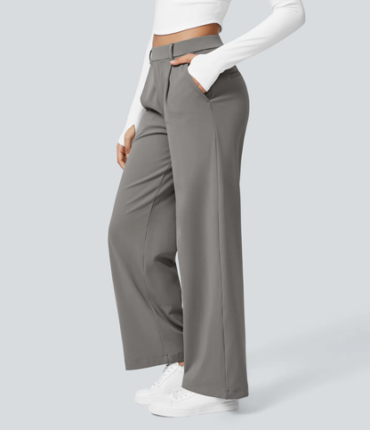 ⏰Summer Sale-SALE!High Waisted Side Pocket Straight Leg Work Pants