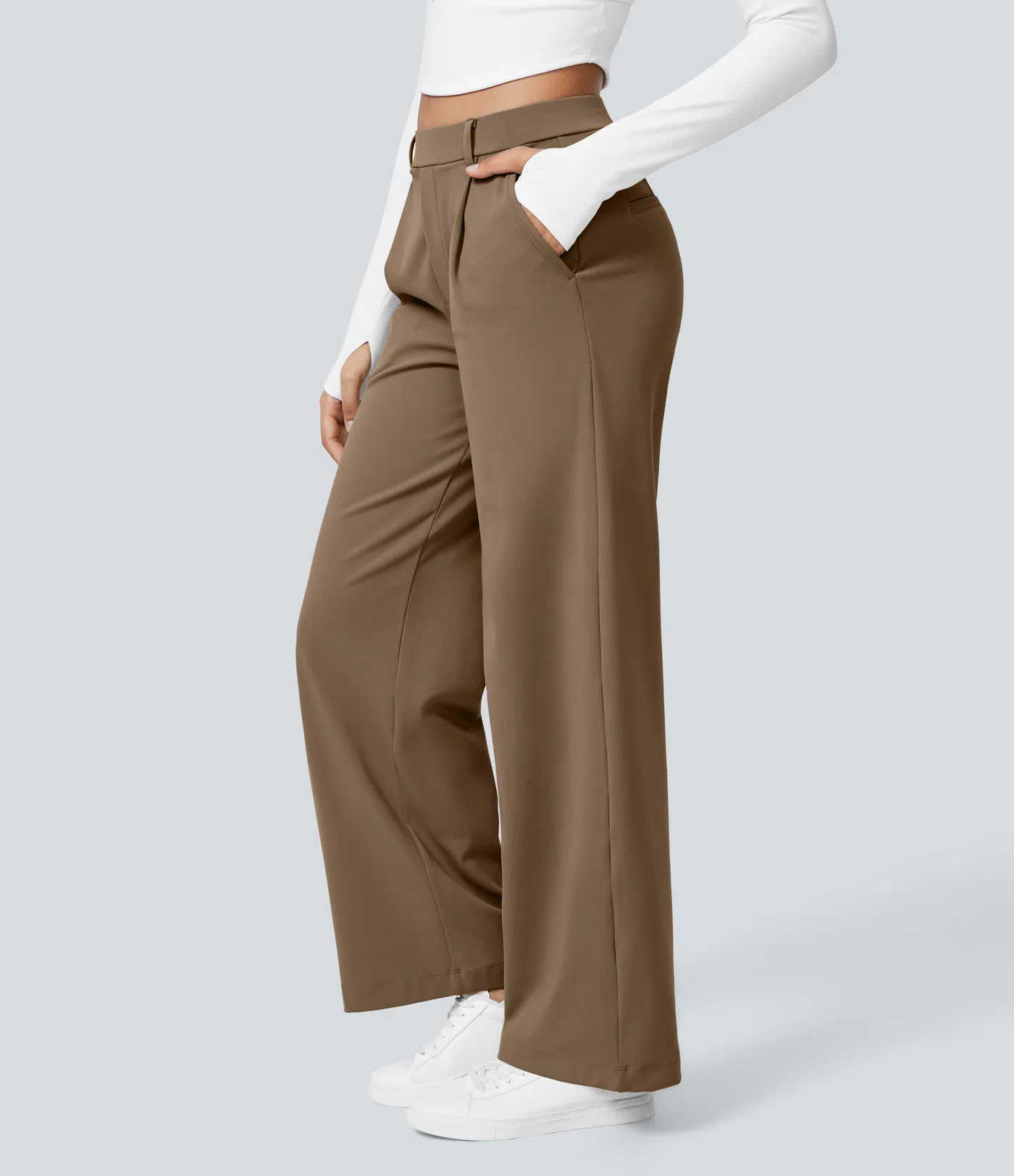 ⏰Summer Sale-SALE!High Waisted Side Pocket Straight Leg Work Pants