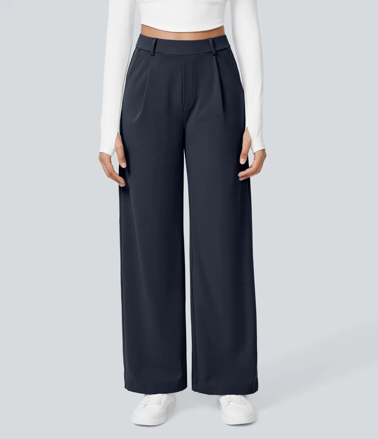 ⏰Summer Sale-SALE!High Waisted Side Pocket Straight Leg Work Pants