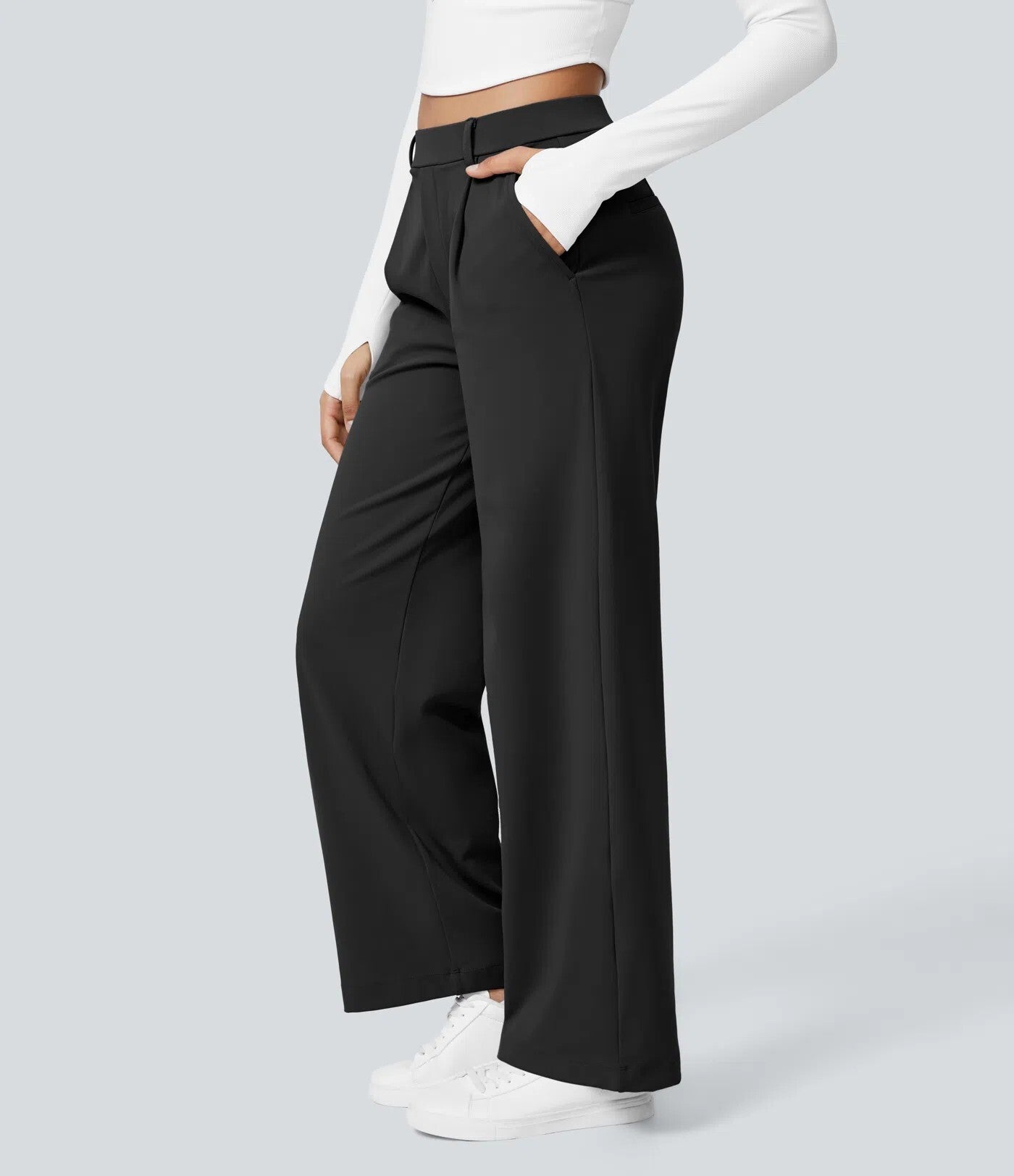 ⏰Summer Sale-SALE!High Waisted Side Pocket Straight Leg Work Pants