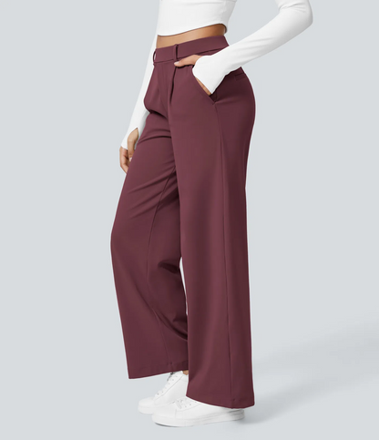 ⏰Summer Sale-SALE!High Waisted Side Pocket Straight Leg Work Pants