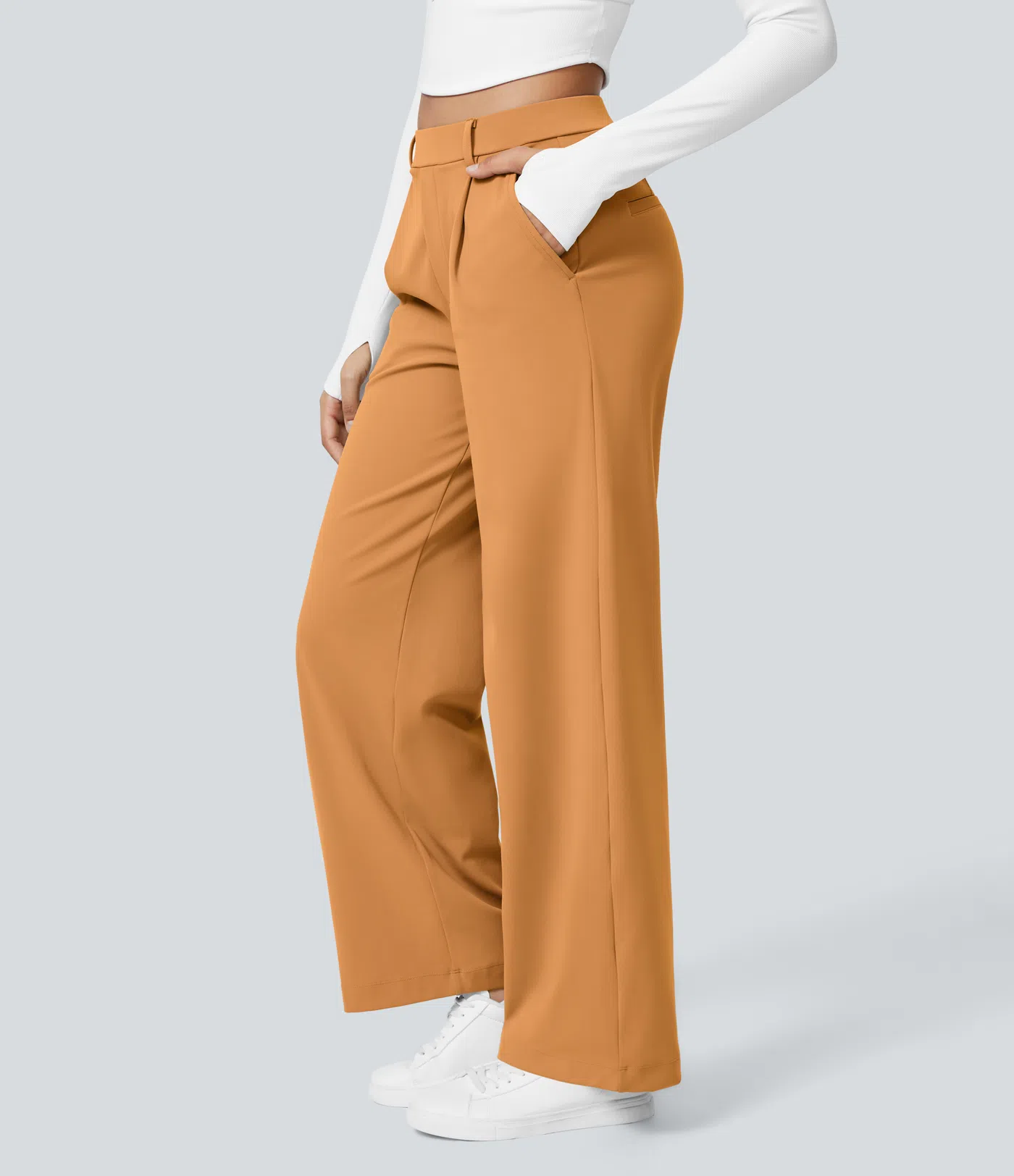 ⏰Summer Sale-SALE!High Waisted Side Pocket Straight Leg Work Pants