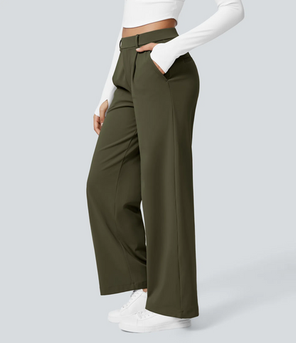 ⏰Summer Sale-SALE!High Waisted Side Pocket Straight Leg Work Pants