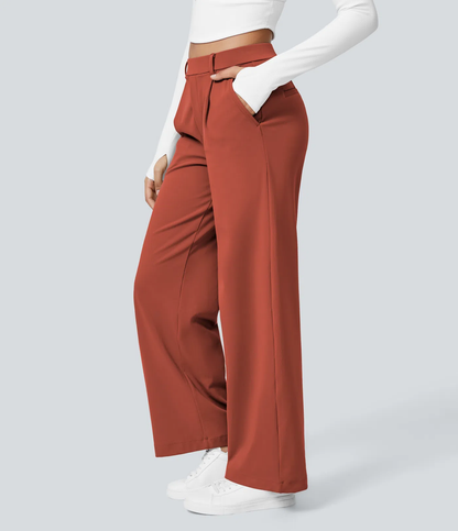 ⏰Summer Sale-SALE!High Waisted Side Pocket Straight Leg Work Pants