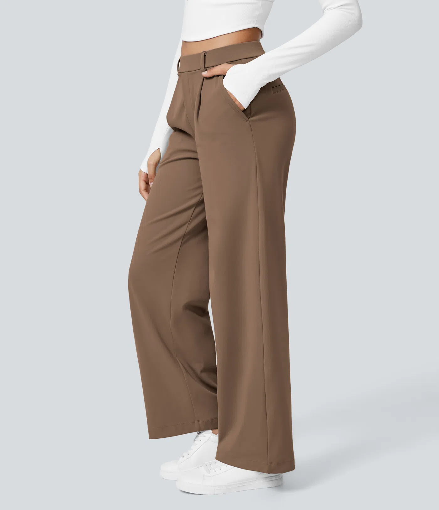 ⏰Summer Sale-SALE!High Waisted Side Pocket Straight Leg Work Pants