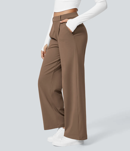 ⏰Summer Sale-SALE!High Waisted Side Pocket Straight Leg Work Pants