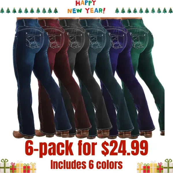 FINAL SALE⚡$24.99 for 6 packs⚡- High-waisted flared denim casual pants (Multiple Colors)