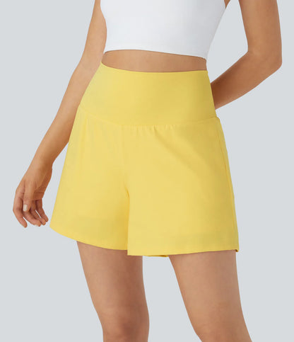 💝Last Day Promotion⚡10 piece ultra high waist back pocket and side hidden pocket 2 in 1 Yoga shorts
