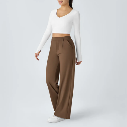 ⏰Summer Sale-SALE!High Waisted Side Pocket Straight Leg Work Pants