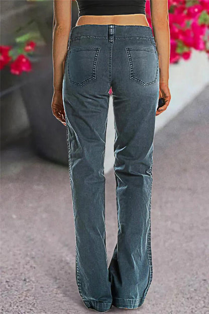 FINAL SALE⚡6 Packs for $24.99⚡- Double Button Mid Waist Straight Leg Pants