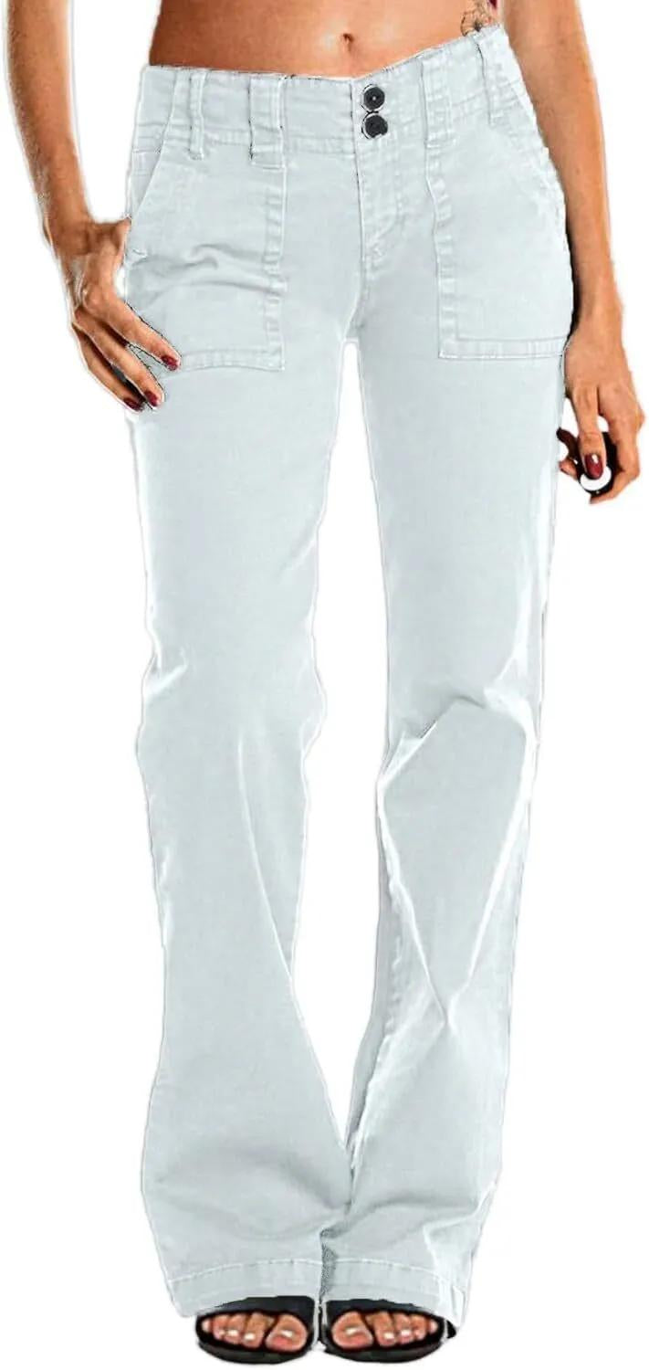 FINAL SALE⚡6 Packs for $24.99⚡- Double Button Mid Waist Straight Leg Pants