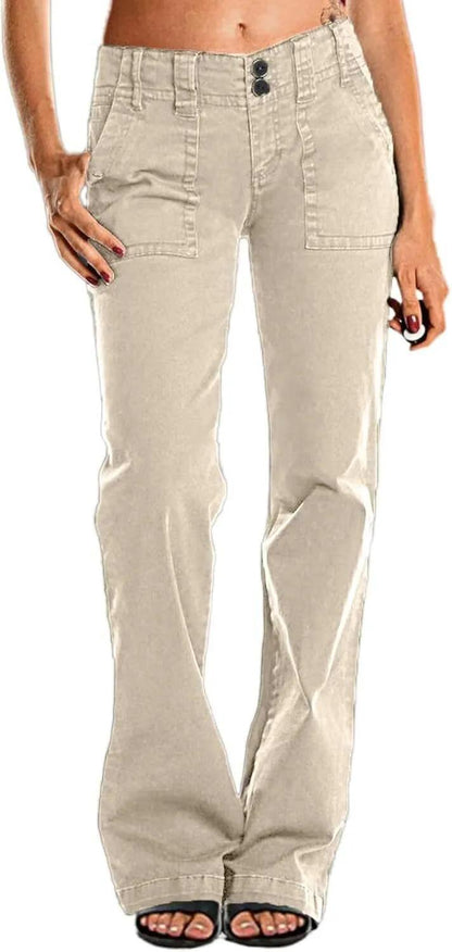 FINAL SALE⚡6 Packs for $24.99⚡- Double Button Mid Waist Straight Leg Pants