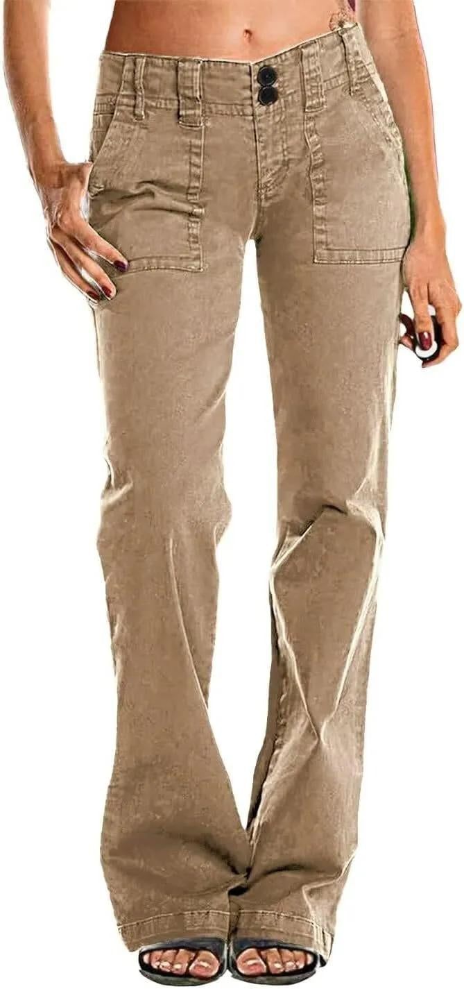 FINAL SALE⚡6 Packs for $24.99⚡- Double Button Mid Waist Straight Leg Pants