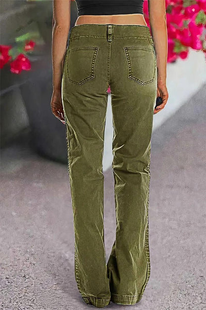 FINAL SALE⚡6 Packs for $24.99⚡- Double Button Mid Waist Straight Leg Pants