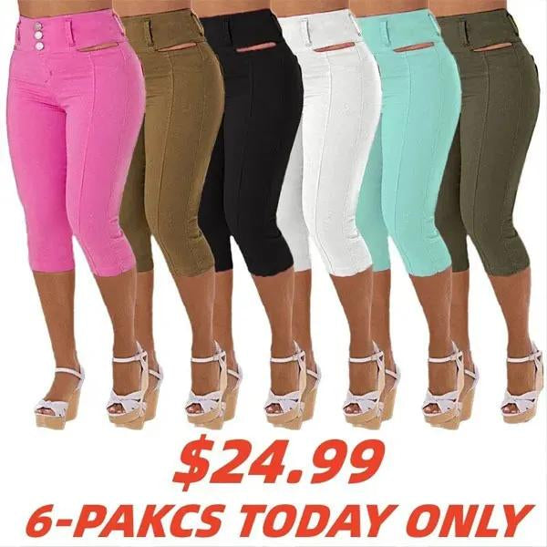 Solid Cut Out Waist Skinny High Waist Capri Jeans-($15 cash back for the first 50 people)