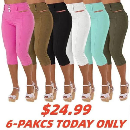 Solid Cut Out Waist Skinny High Waist Capri Jeans-($15 cash back for the first 50 people)
