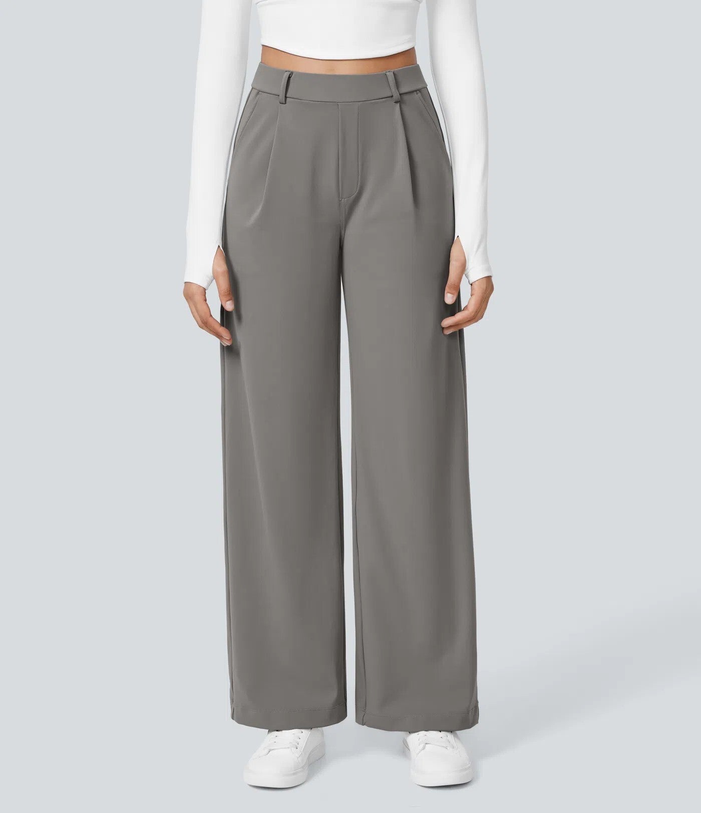 ⏰Summer Sale-SALE!High Waisted Side Pocket Straight Leg Work Pants