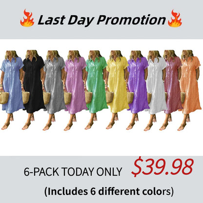 NEW🔥 Striped Lapel Button Down Shirt Dress | With Functional Pockets