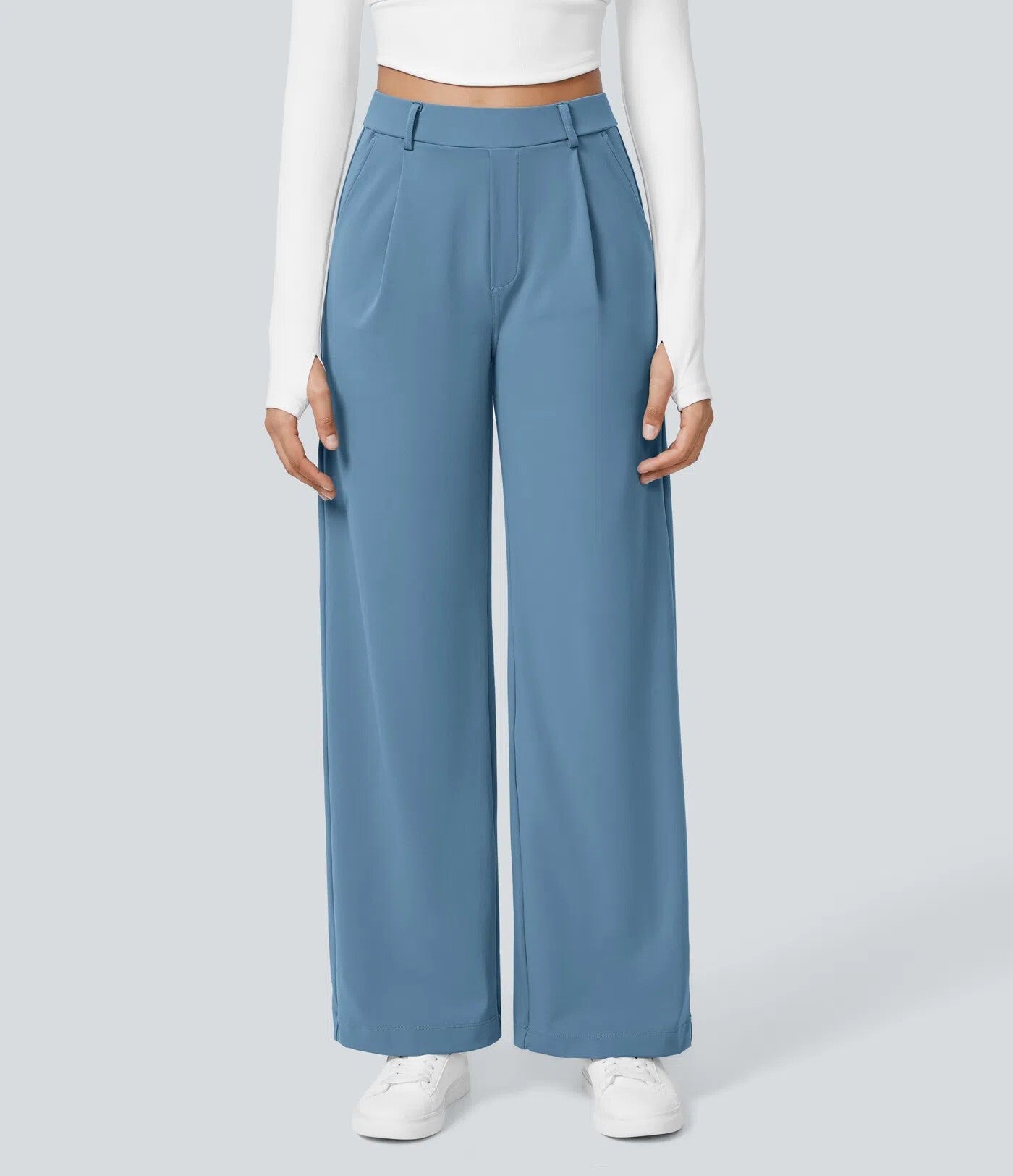 ⏰Summer Sale-SALE!High Waisted Side Pocket Straight Leg Work Pants
