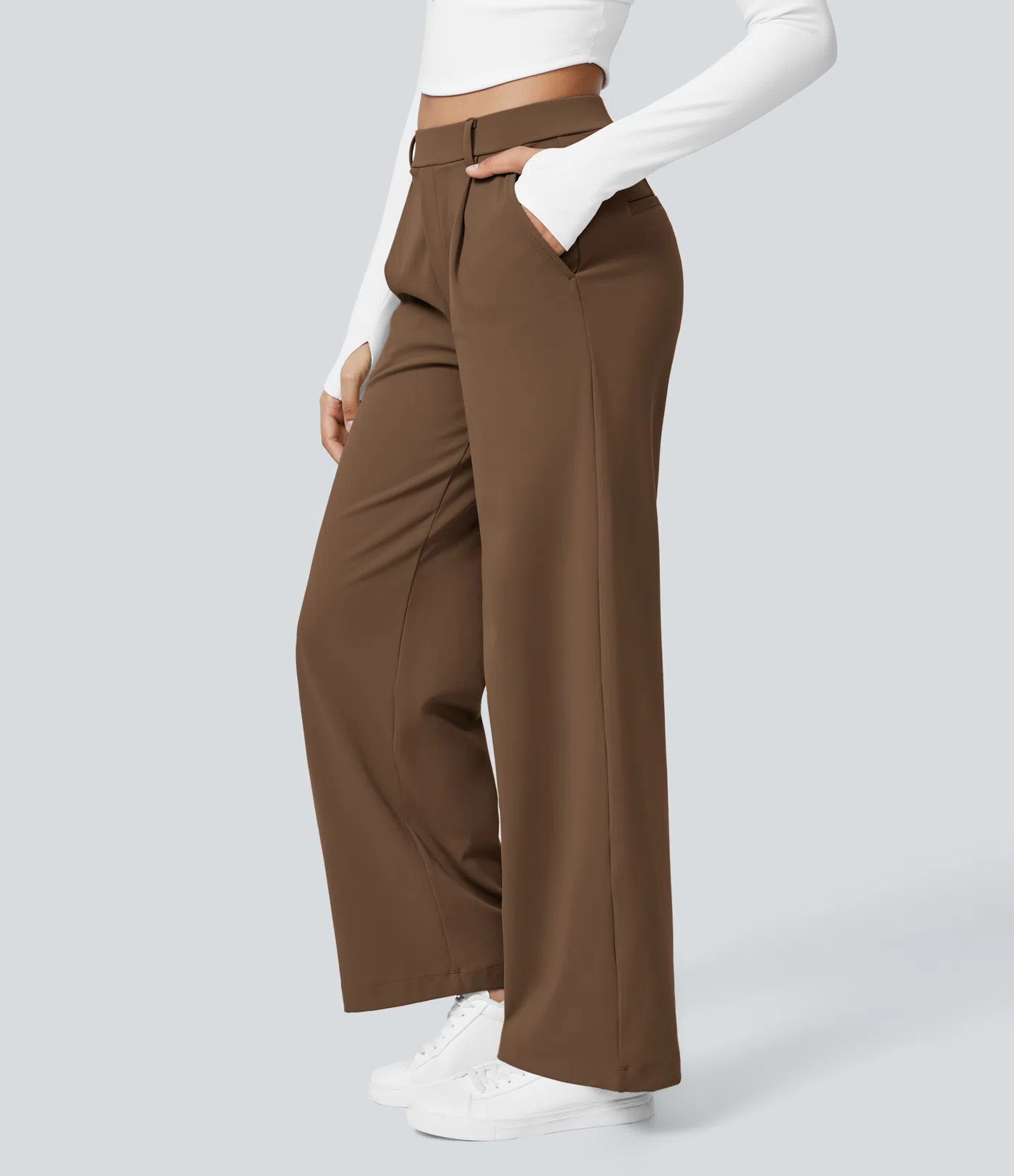 ⏰Summer Sale-SALE!High Waisted Side Pocket Straight Leg Work Pants